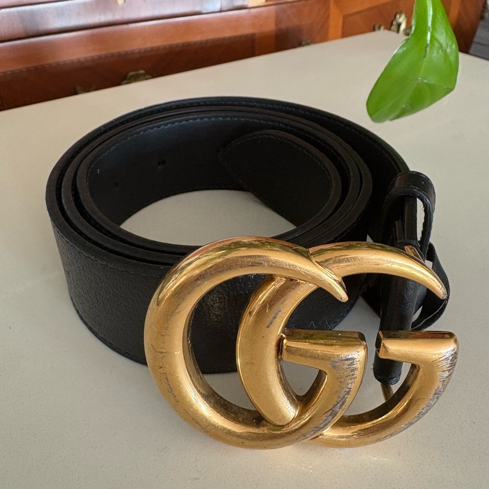 Gucci GG Marmont Style Leather Belt – Black – 95/38